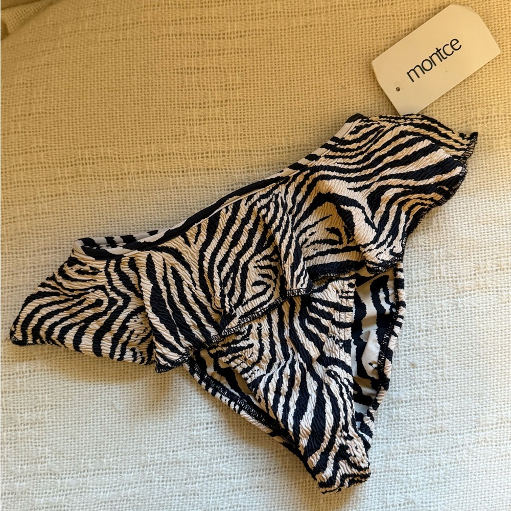 Montce Tamarindo Ruffle Bikini Bottom Zebra XS NWT